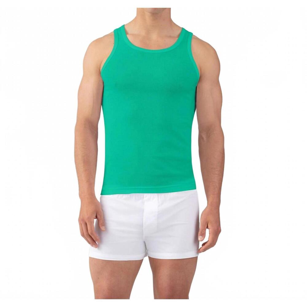 NEW RON DORFF ribbed tank top in grass green